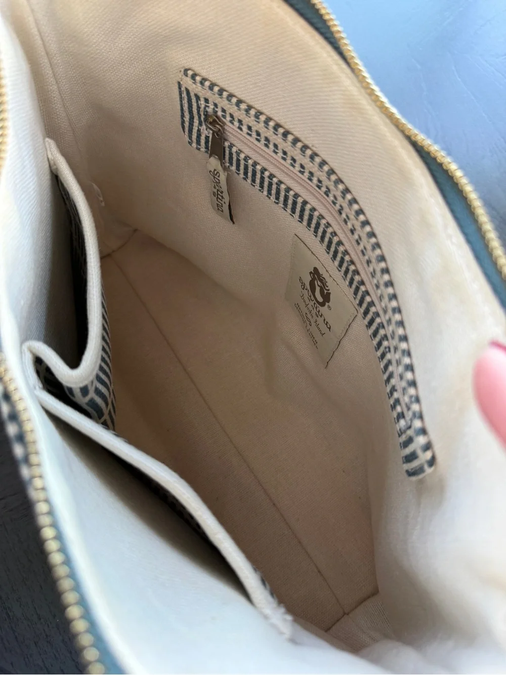 Spartina 449 Daufuskie Island Blue Cream Striped Linen Shoulder Bag